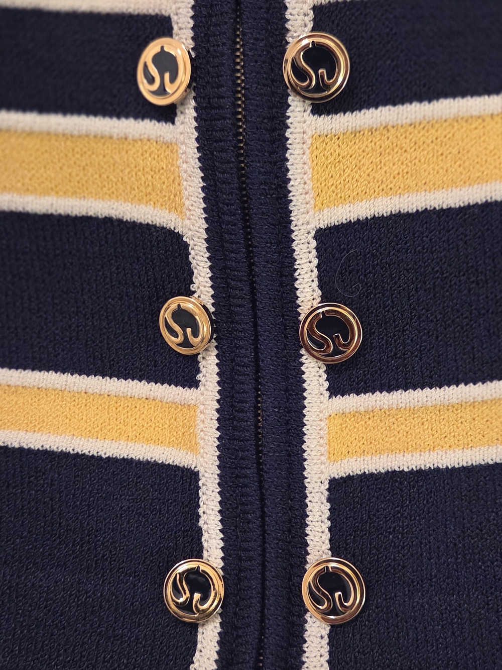 St. John Yellow and Navy Striped Knit Jacket - Picture 5 of 5